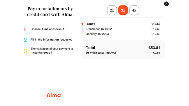 Geöffnetes Alma Widget