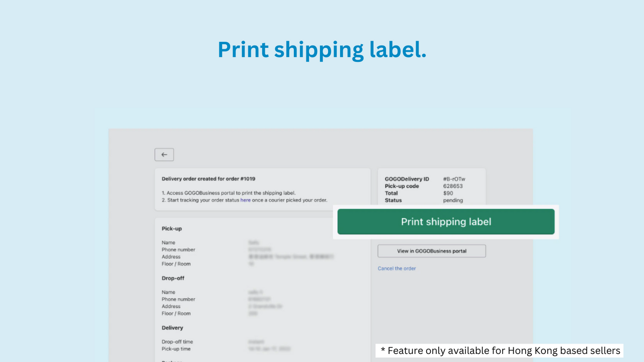 Imprime etiquetas de envío para todos tus pedidos de entrega