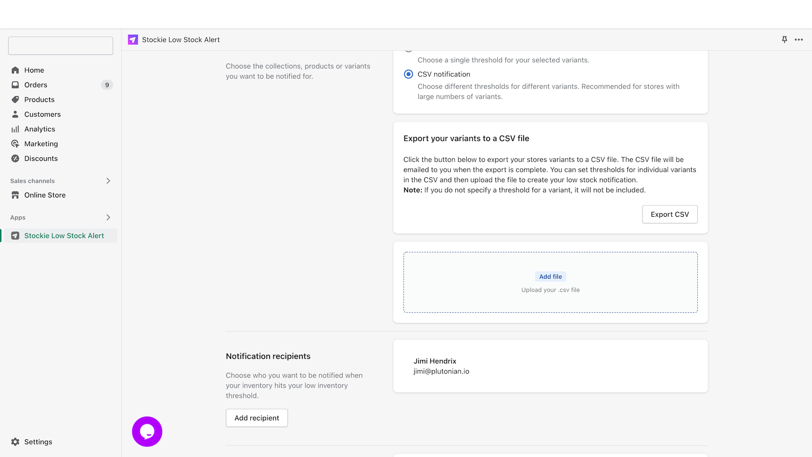 CSV-Benachrichtigungen