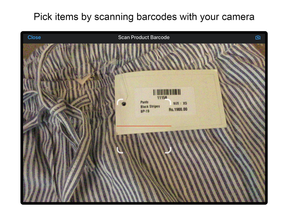 Scan barcodes met uw camera en verpak bestellingen