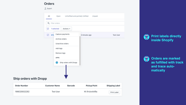 Order labels and fulfill orders inside Shopify