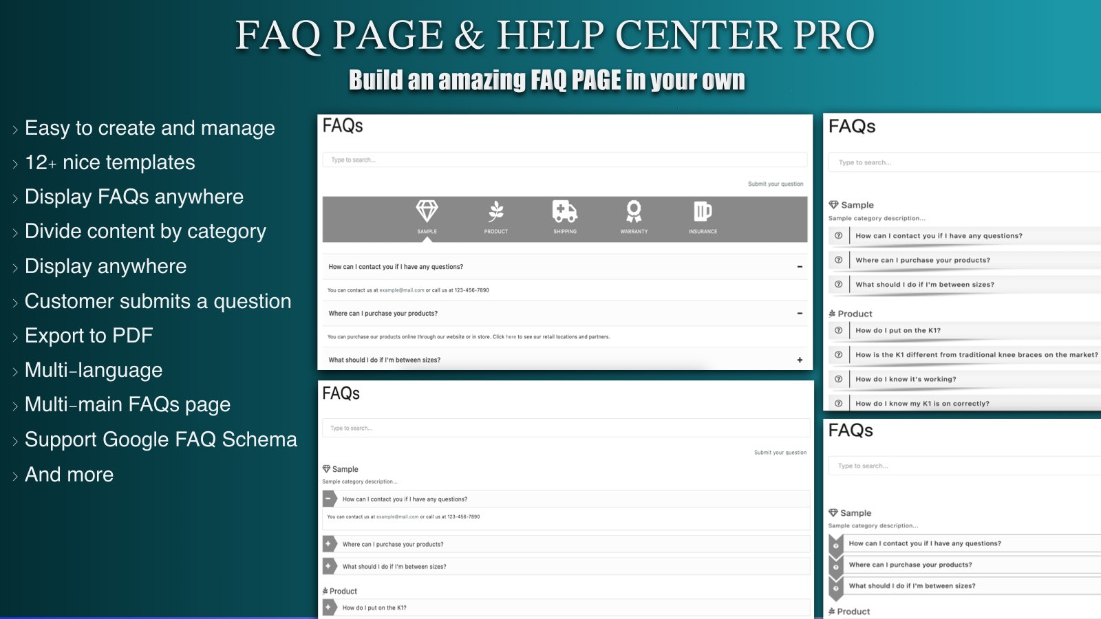 Faq page & help center