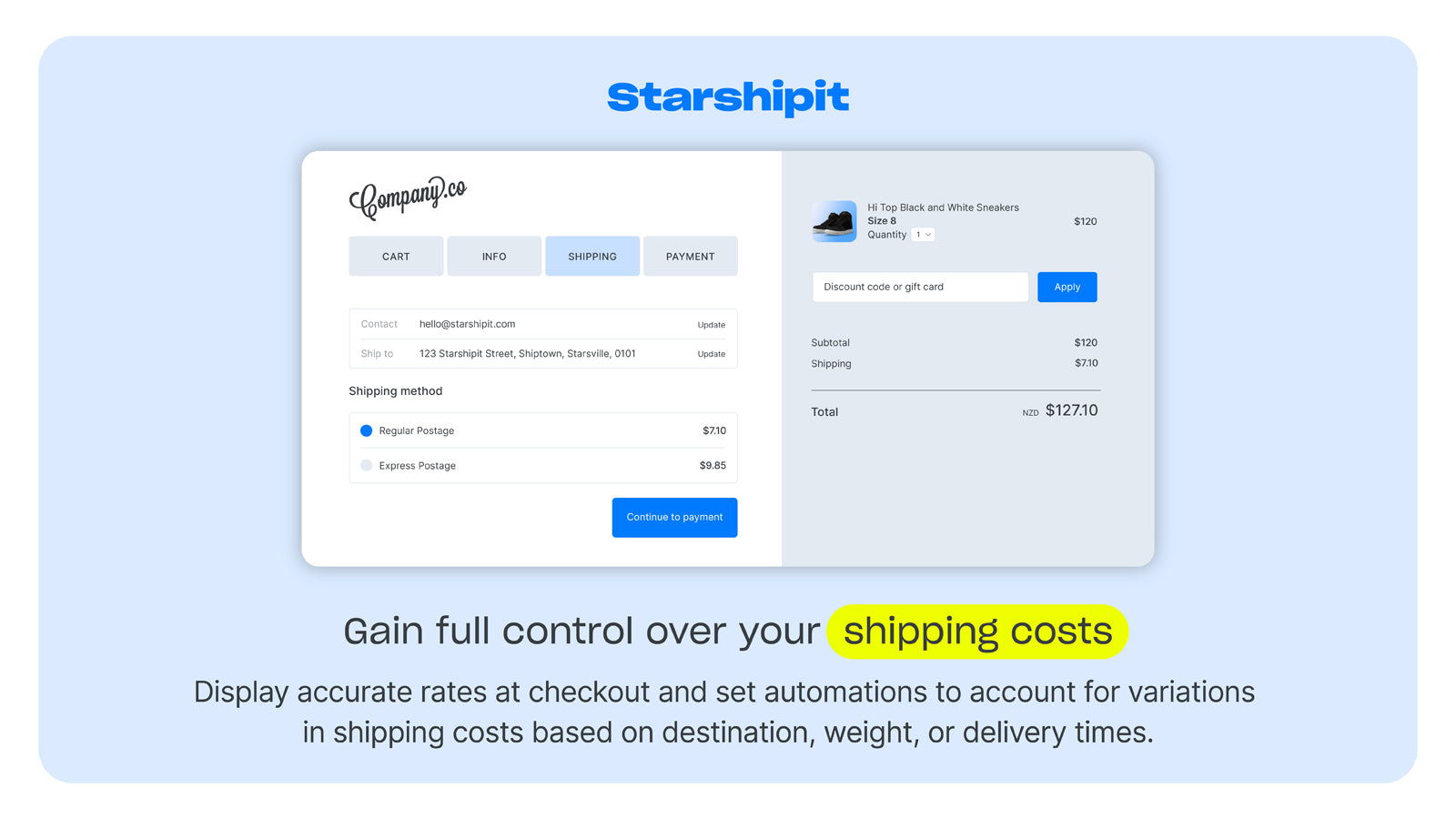 Starshipit shipping automation Screenshot