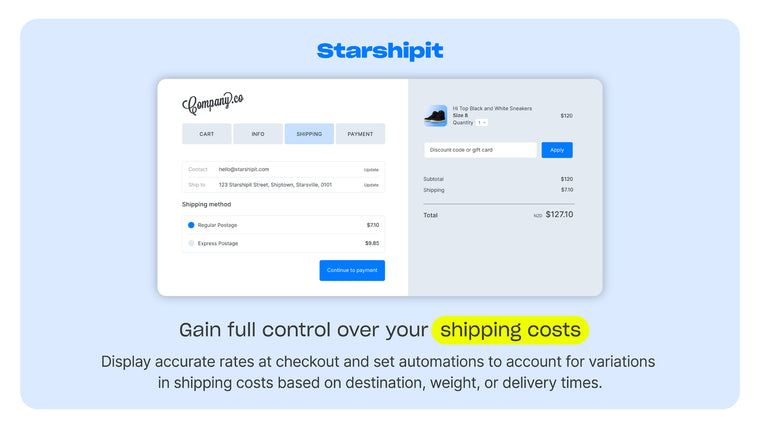 Starshipit shipping automation Screenshot