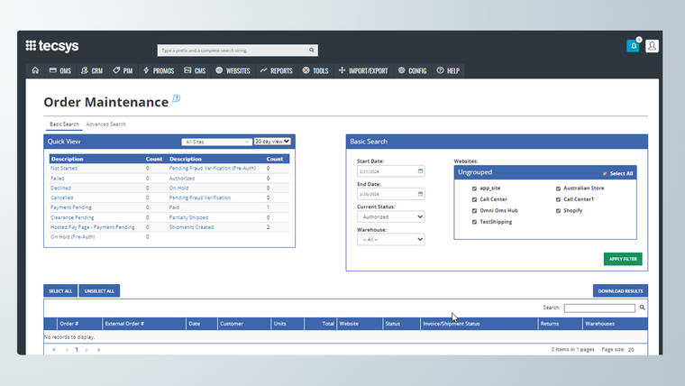 OrderDynamics Order Management Screenshot