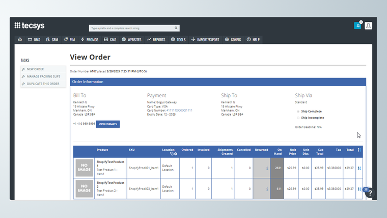 OrderDynamics Order Management Screenshot