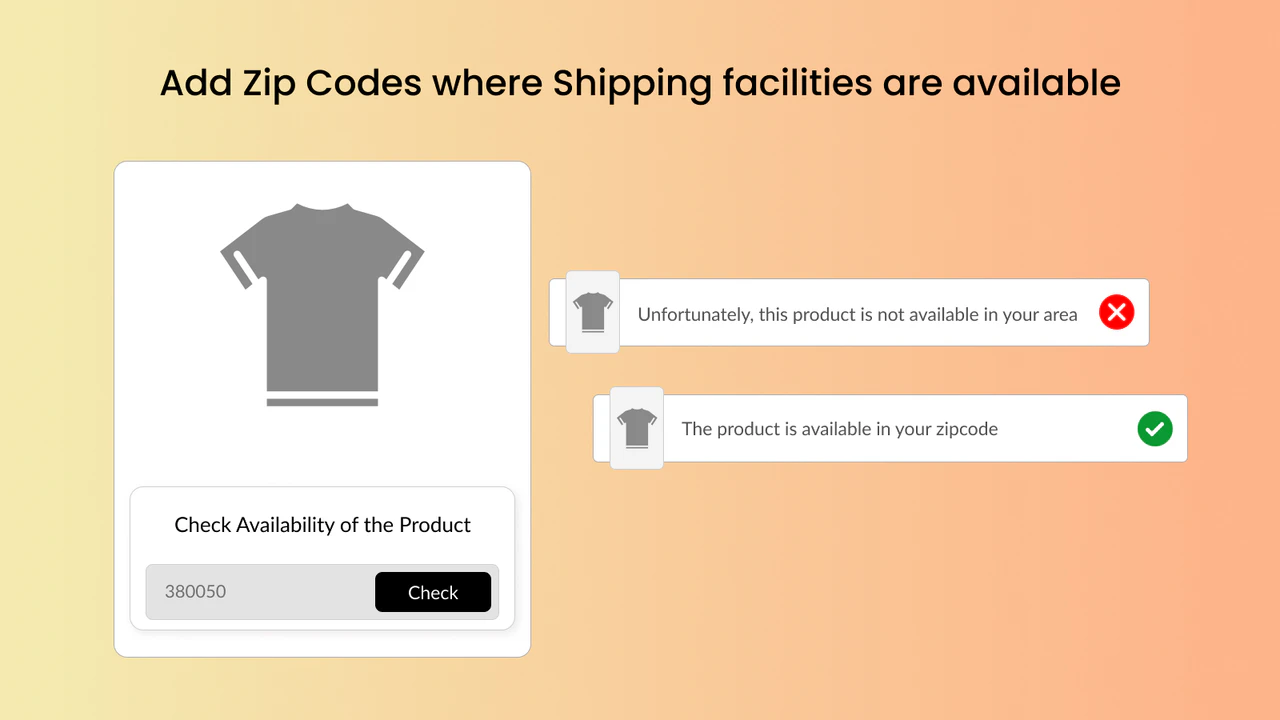 Zipcode Checker to validate product is available or not