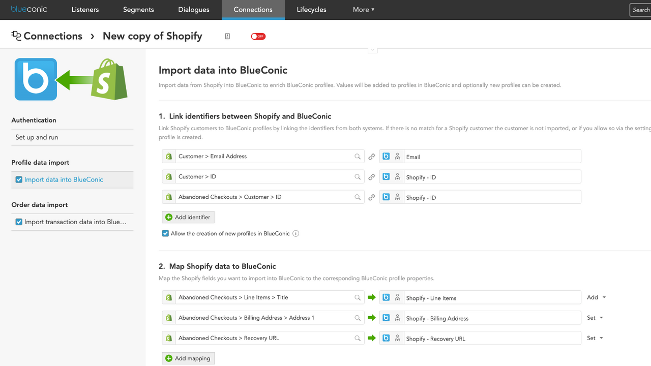 Profile data import