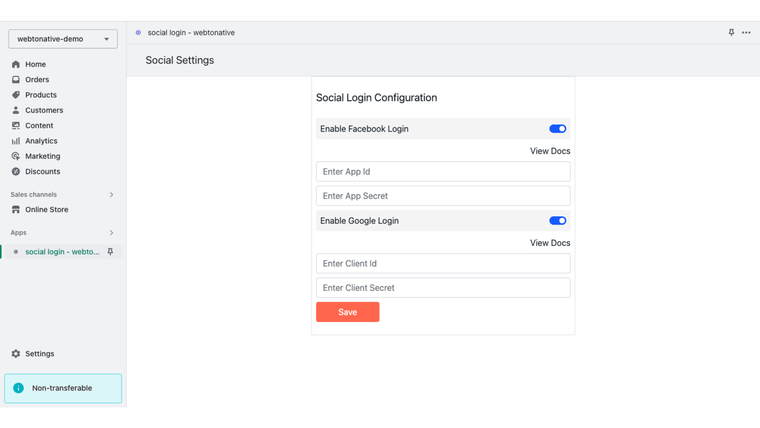 Social Login ‑ Webtonative Screenshot