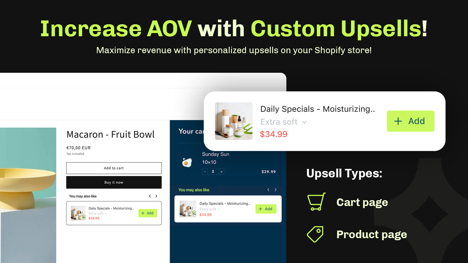 incrase shopify store aov with custom upsells
