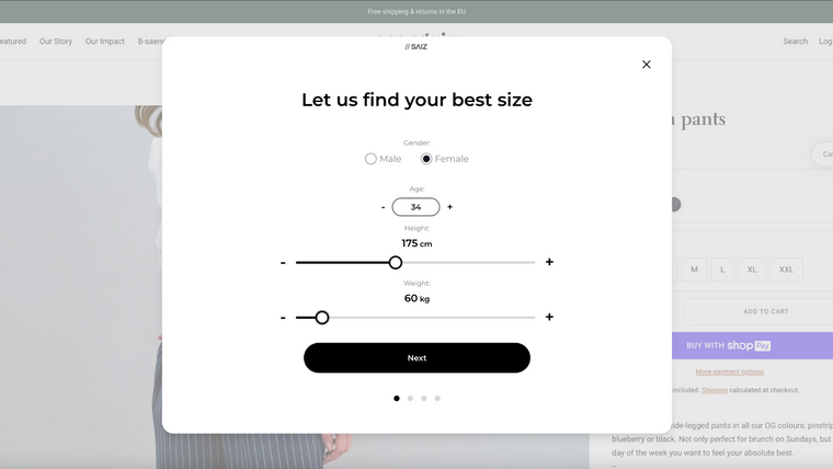 SAIZ ‑ size & fit recommender Screenshot