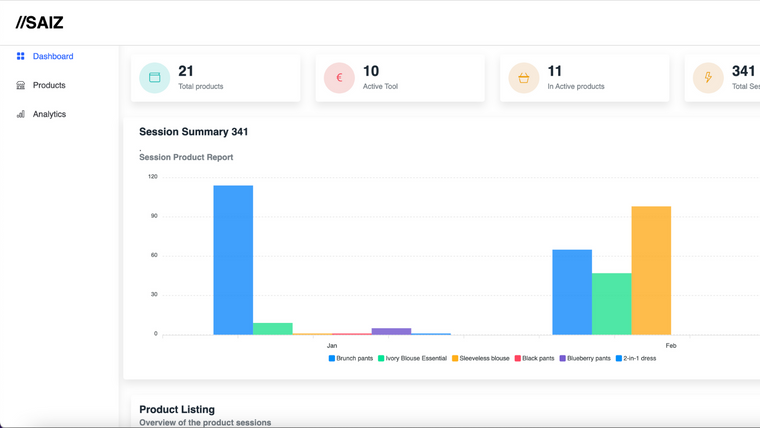 SAIZ ‑ size & fit recommender Screenshot