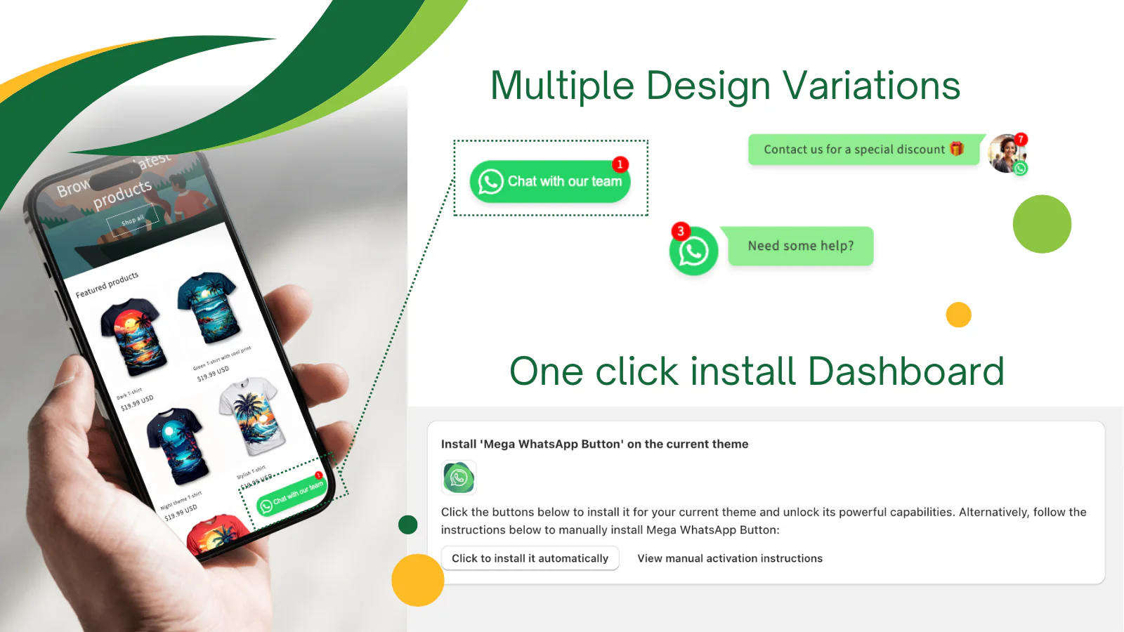 Mega WhatsApp Button - multiple variations with simple dashboard