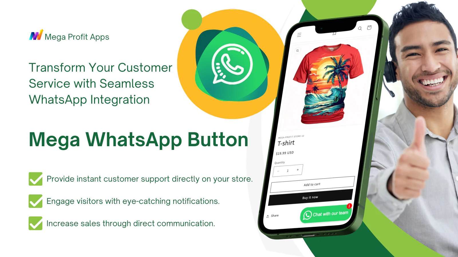 Mega WhatsApp Button - Bied onmiddellijke klantenondersteuning