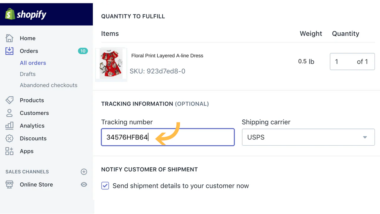 Gestiona los pedidos en Shopify y la información de seguimiento se envía al minorista