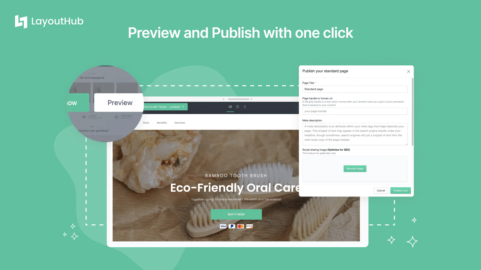 Preview and publish with one click