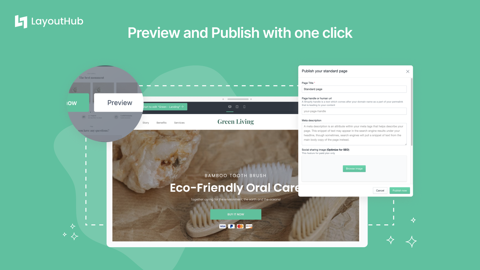 Preview and publish with one click