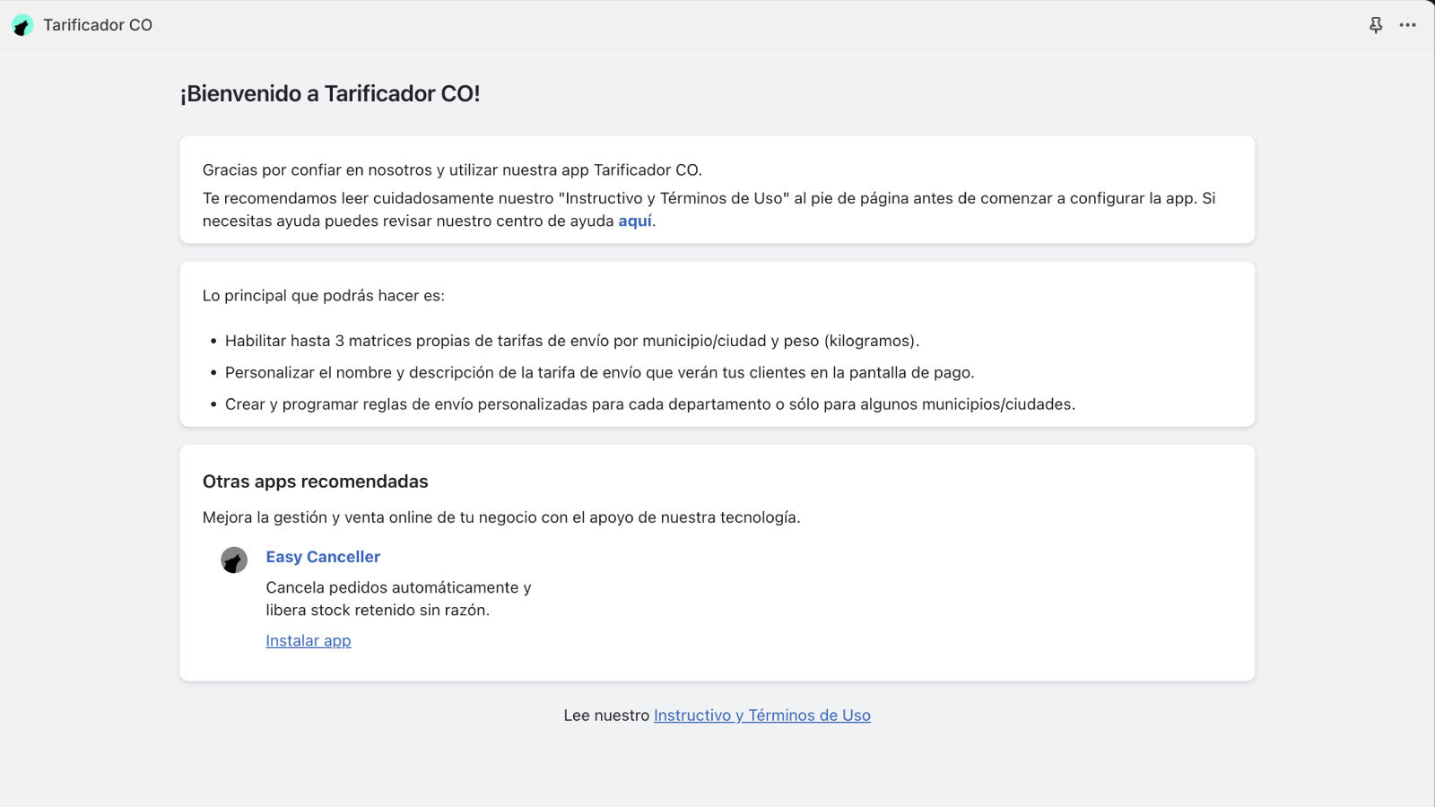 Tarificador Colombia Screenshot