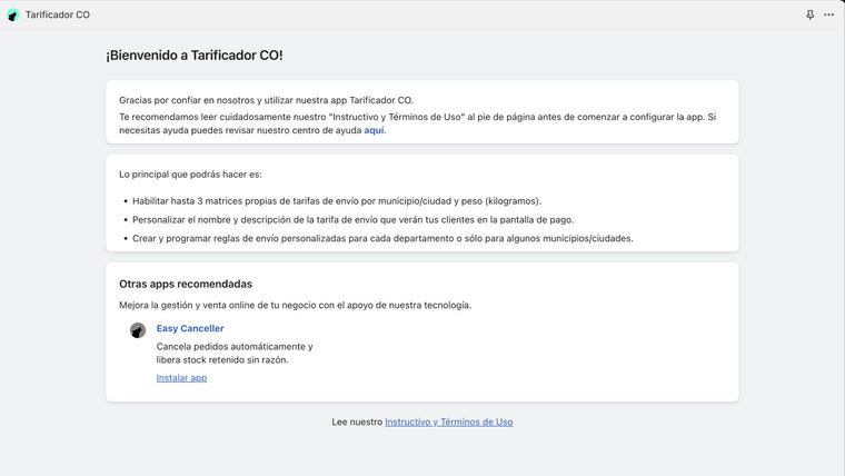 Tarificador Colombia Screenshot