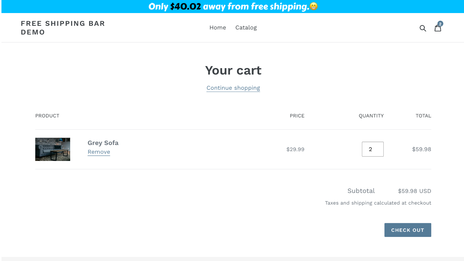 Cart++ Free Shipping Bar Screenshot