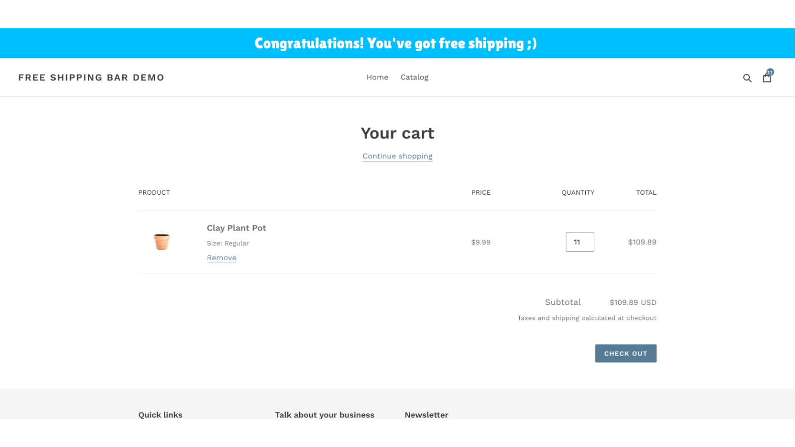 Cart++ Free Shipping Bar Screenshot