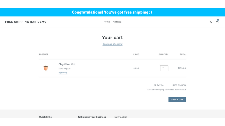 Cart++ Free Shipping Bar Screenshot