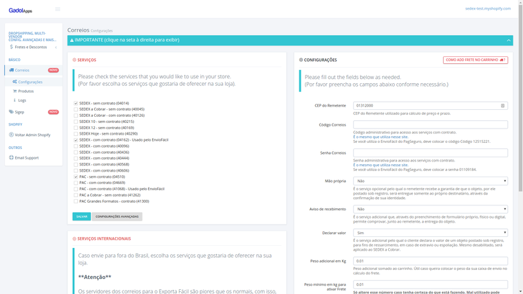 Correios ‑ SEDEX ‑ PAC Screenshot