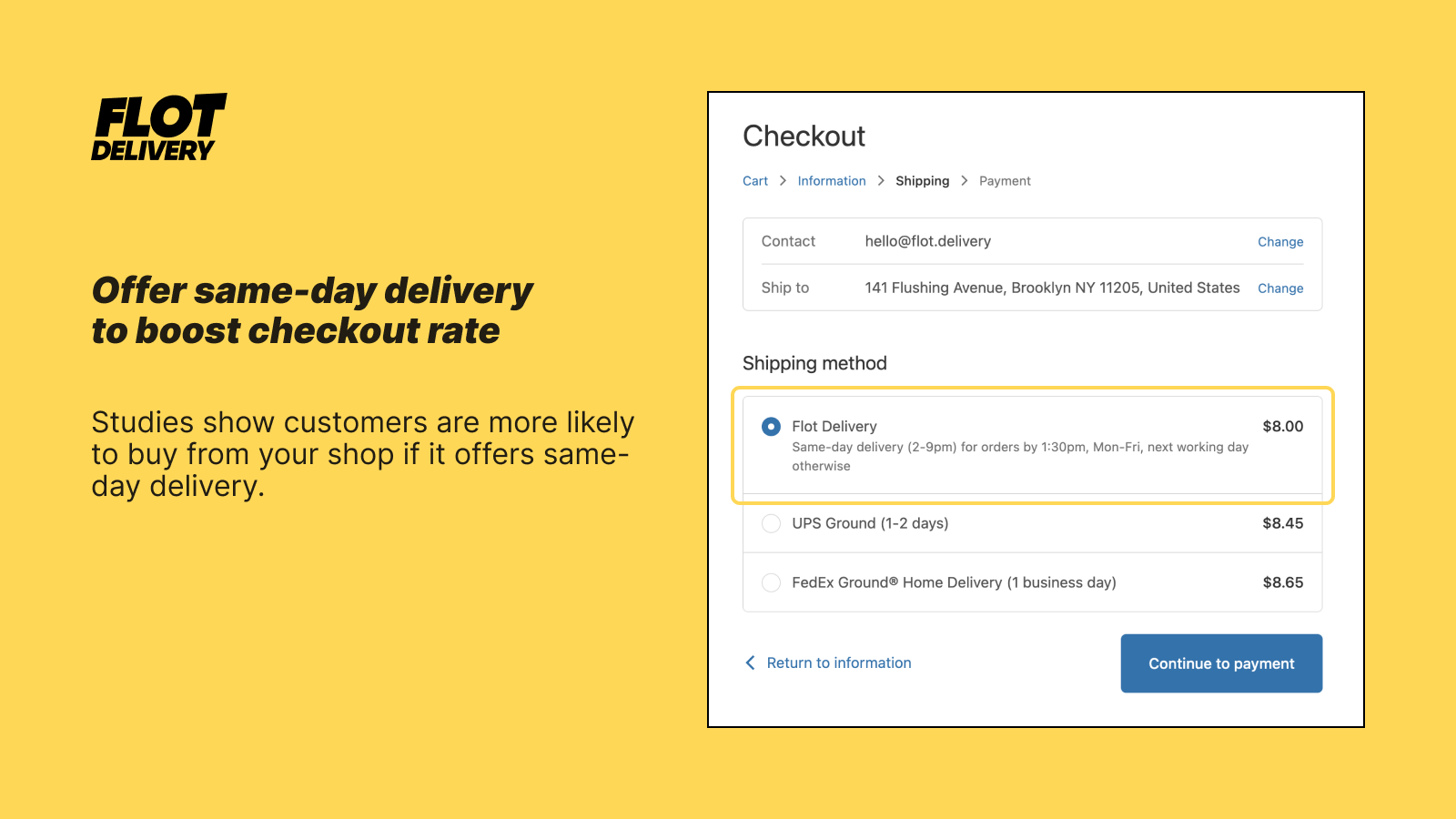 Flot Delivery Screenshot