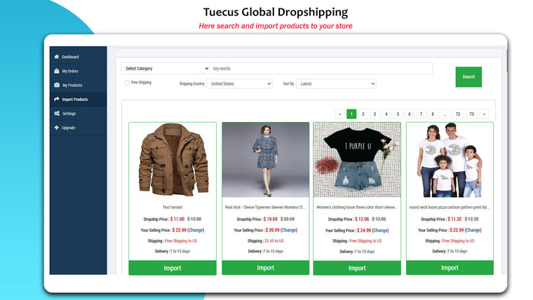 Tuecus India Dropshipping Screenshot