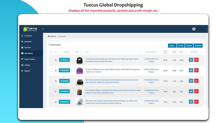 Tuecus India Dropshipping Screenshot