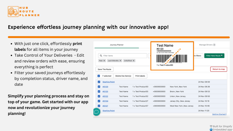 Hub Route Planner Screenshot