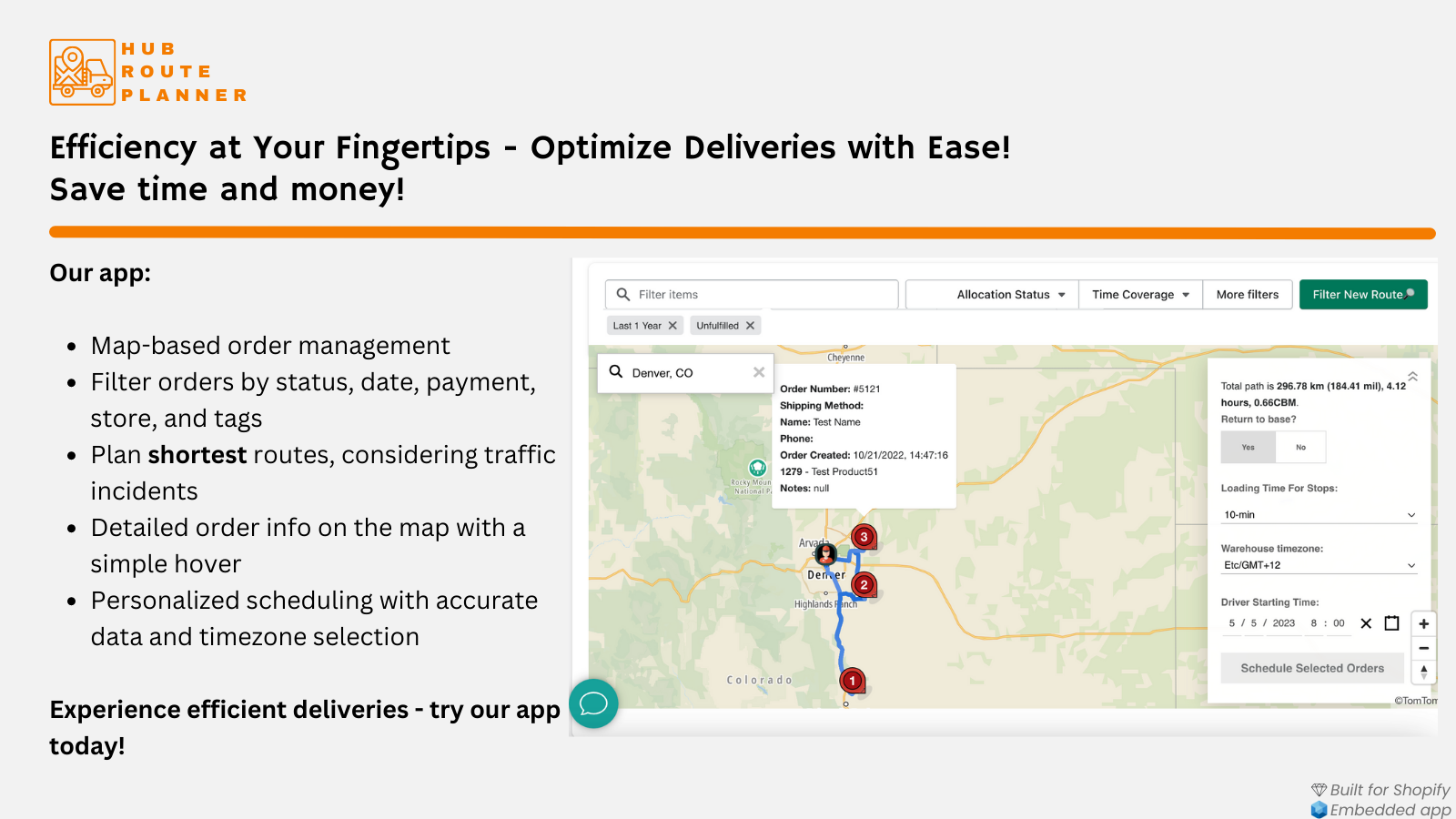 Hub Route Planner Screenshot