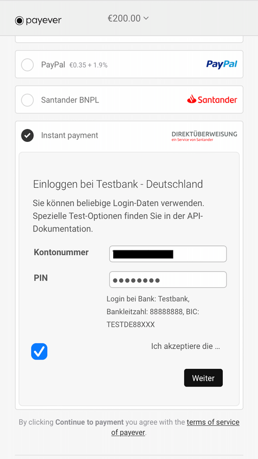 Direktüberweisung - ein Service der Santander