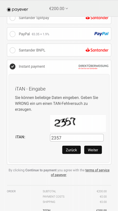 Direktüberweisung - ein Service der Santander