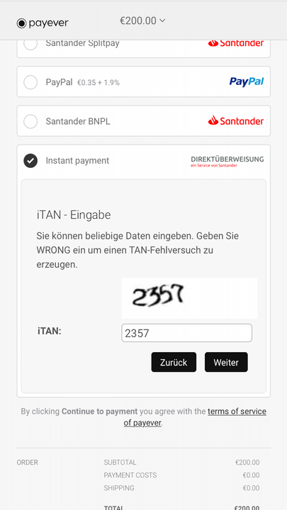 Instant Payment - en service af Santander 