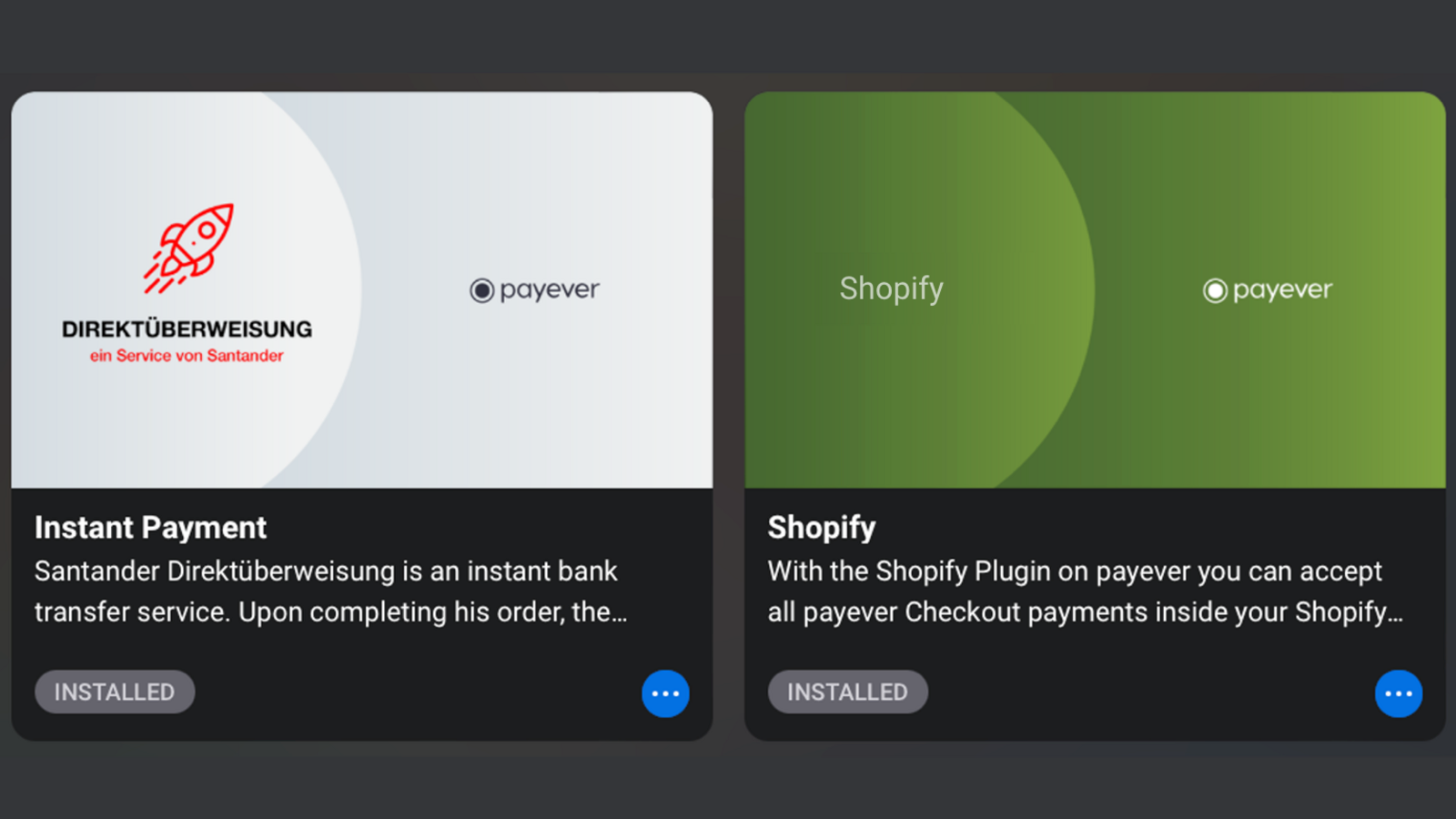 即时支付和Shopify应用在payever中