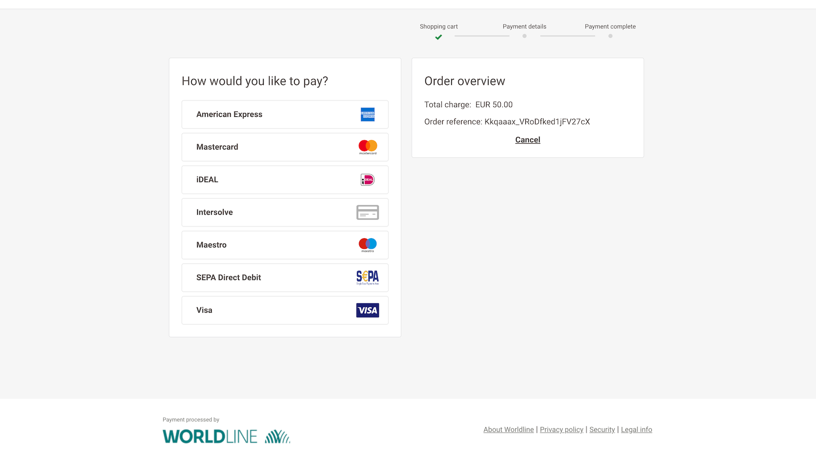 Payment method selection