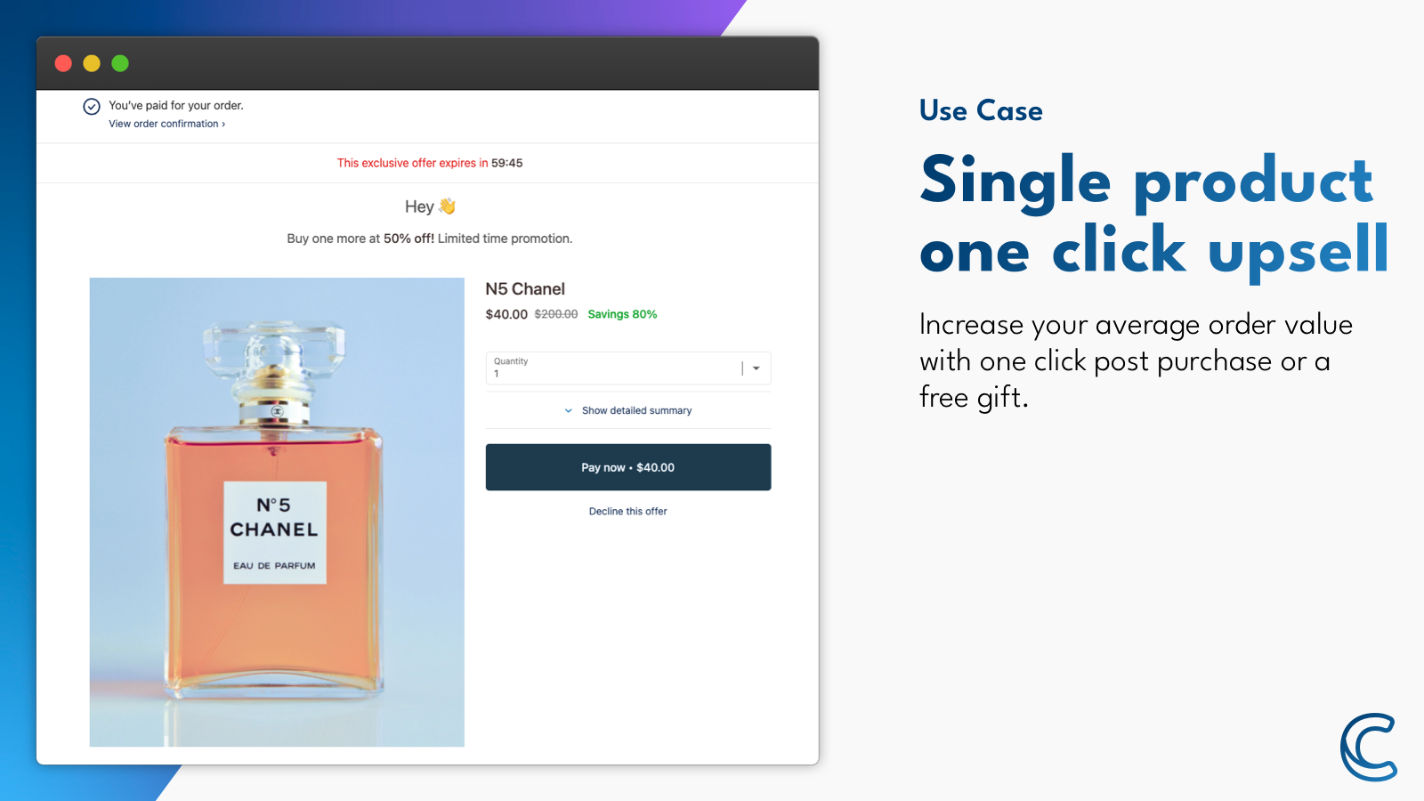 Easy Post Purchase Promo Deals Screenshot