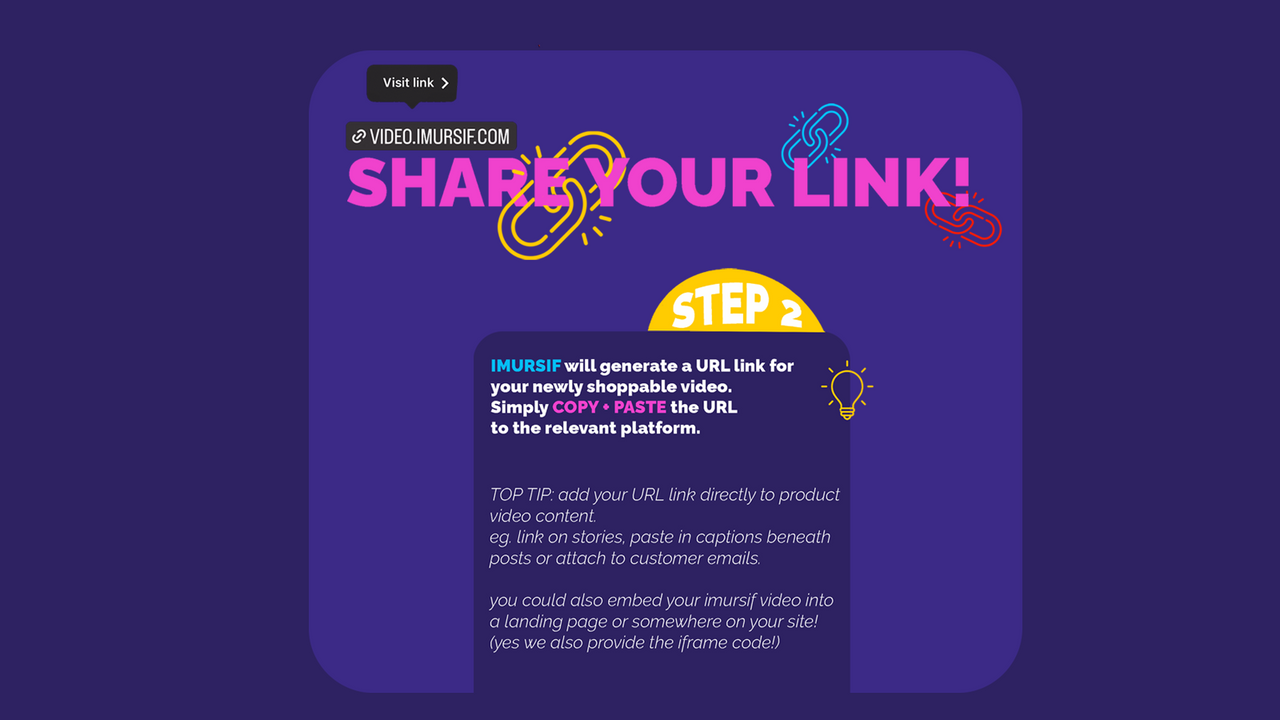 Passo 2 - compartilhe seu link gerado automaticamente