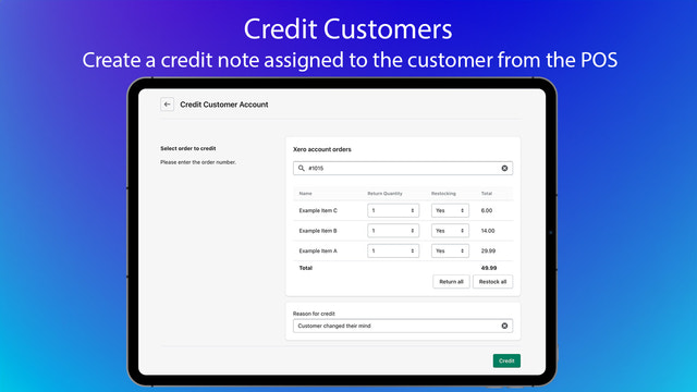 Process Credit Note to Xero