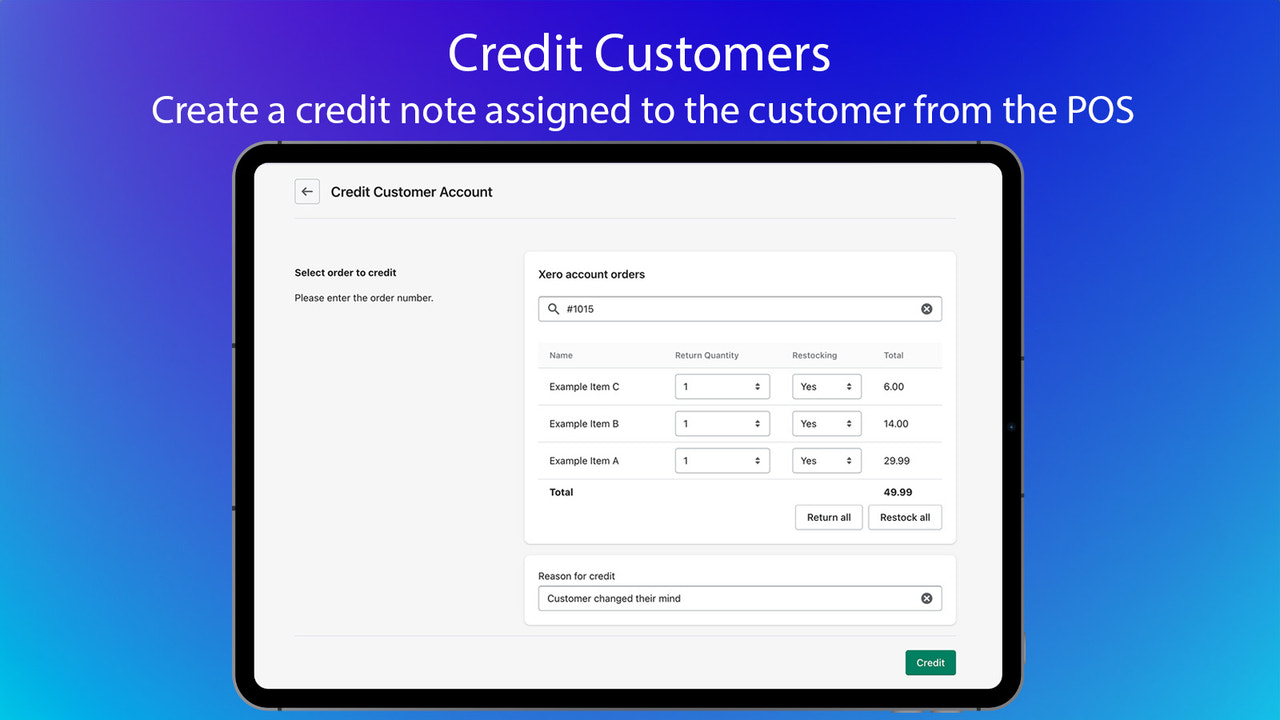 Process Credit Note to Xero