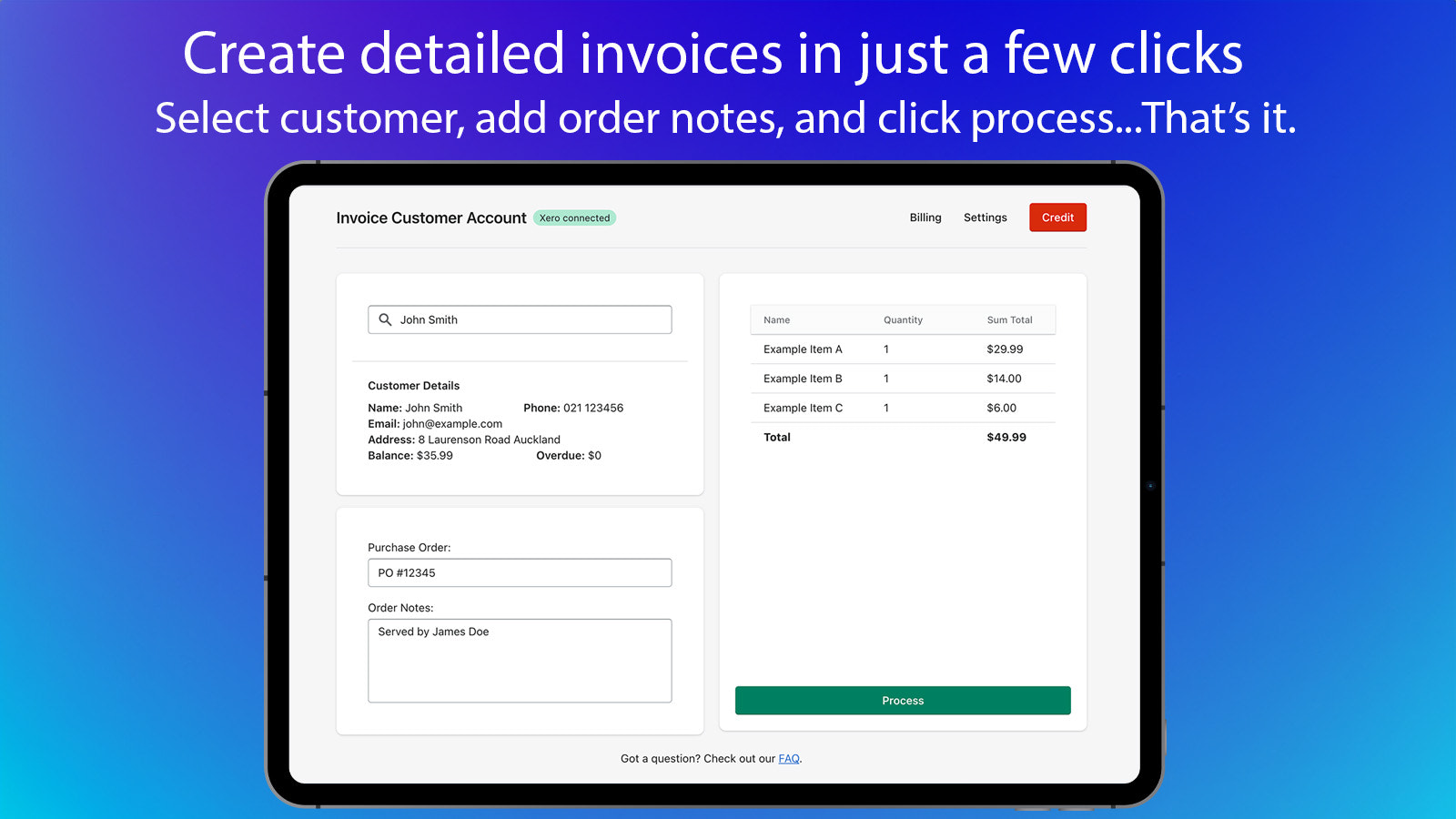 Processar Fatura para Xero