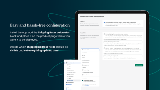 Configuration facile de Octolize Product Page Shipping