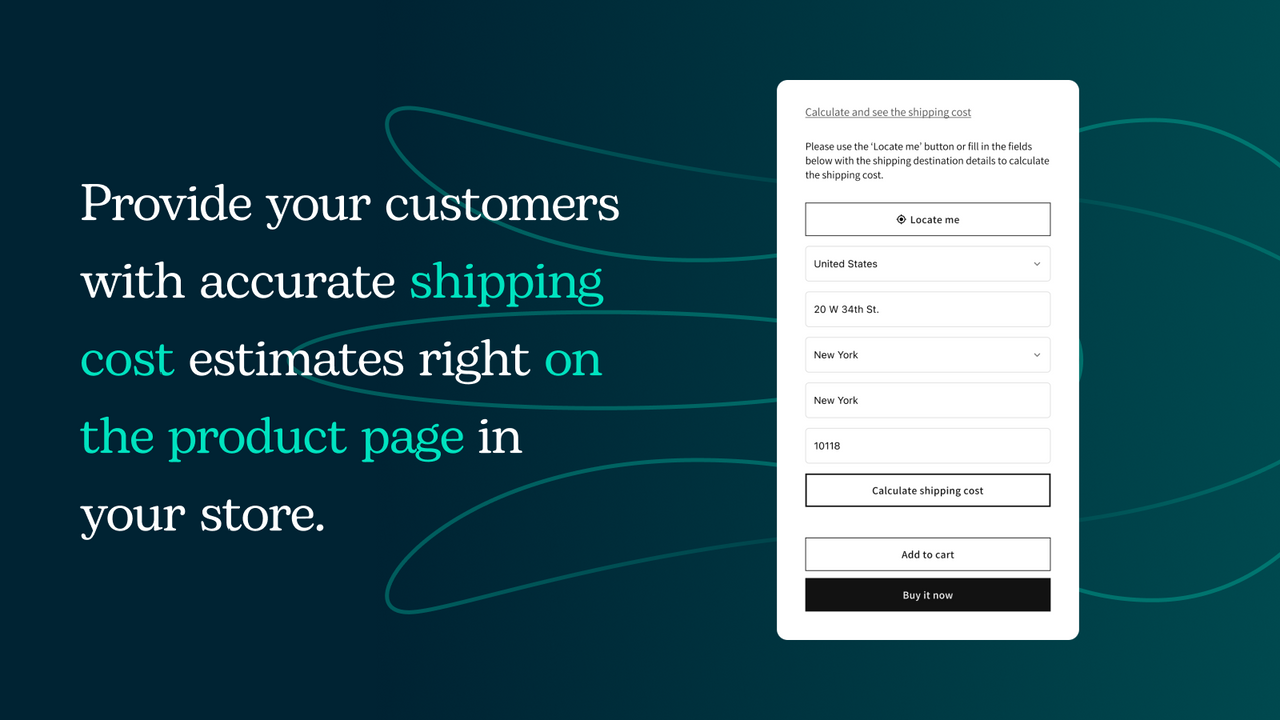 Shipping methods and shipping costs on product page in store