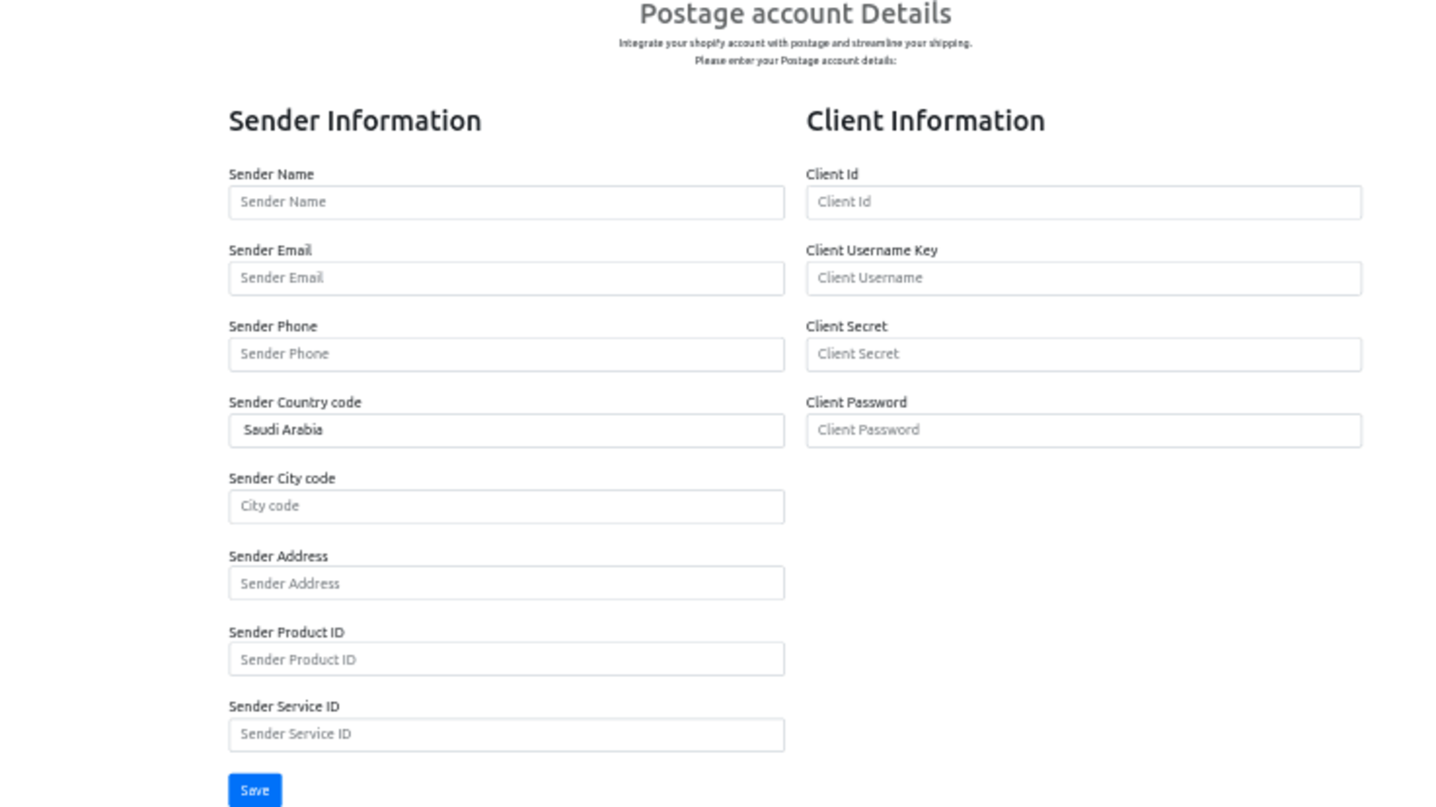 Afsender (Forhandler) Legitimationsoplysninger