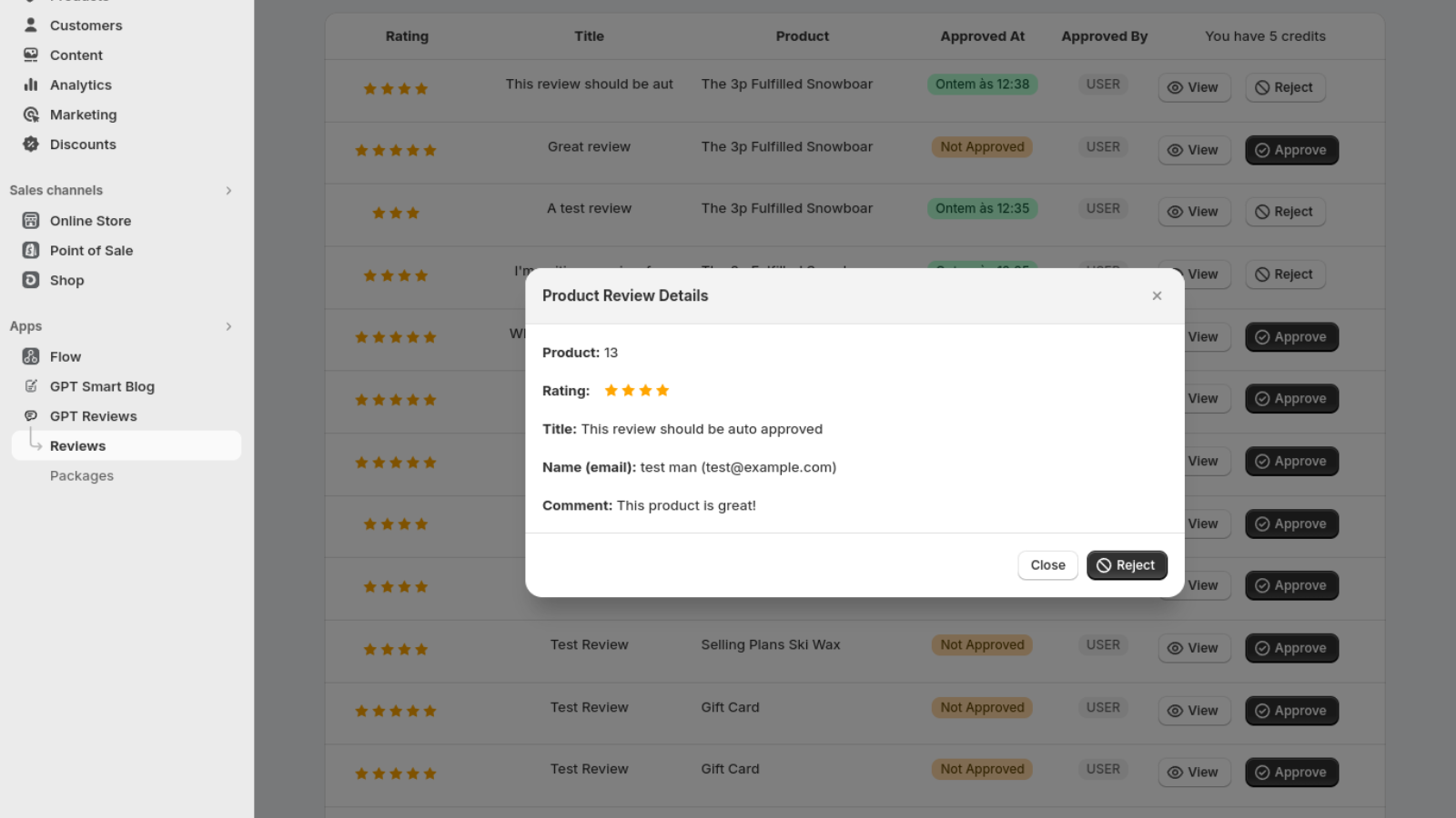 Manage Reviews