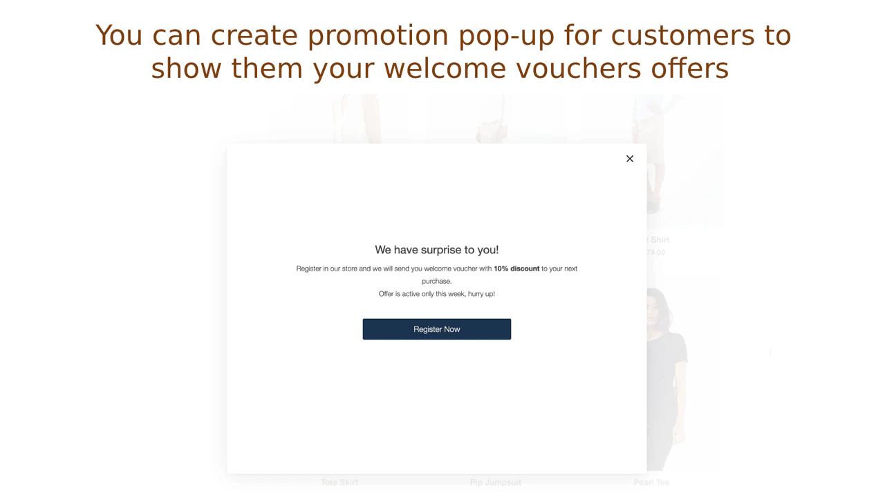 Pop-up de promoción para mostrar a los clientes tus ofertas