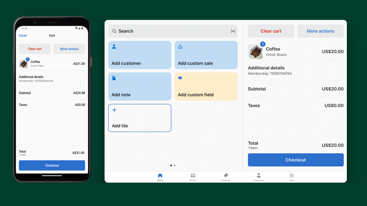 Screenshot of the POS custom fields app running on POS device