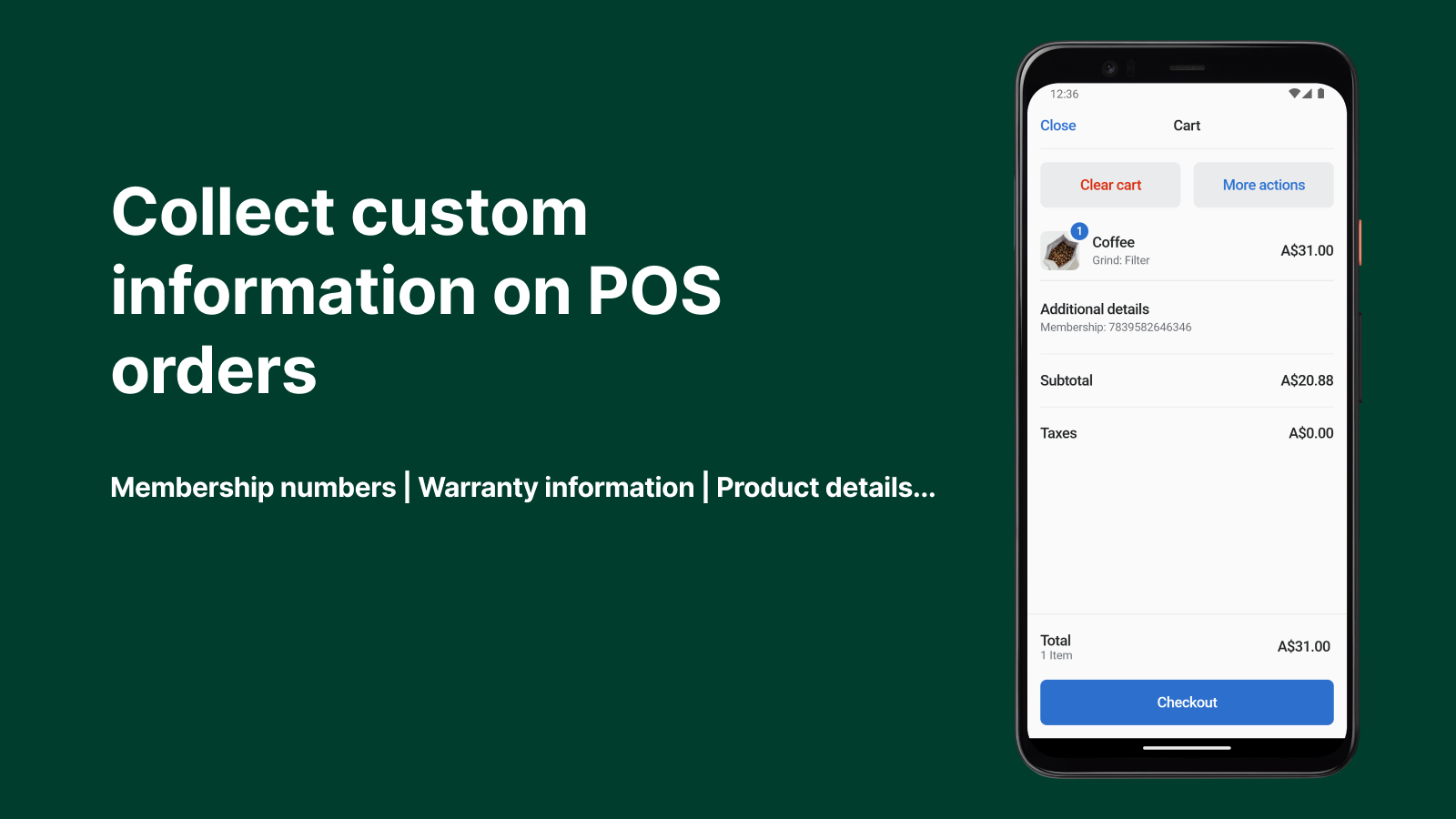 POS Custom fields header billede
