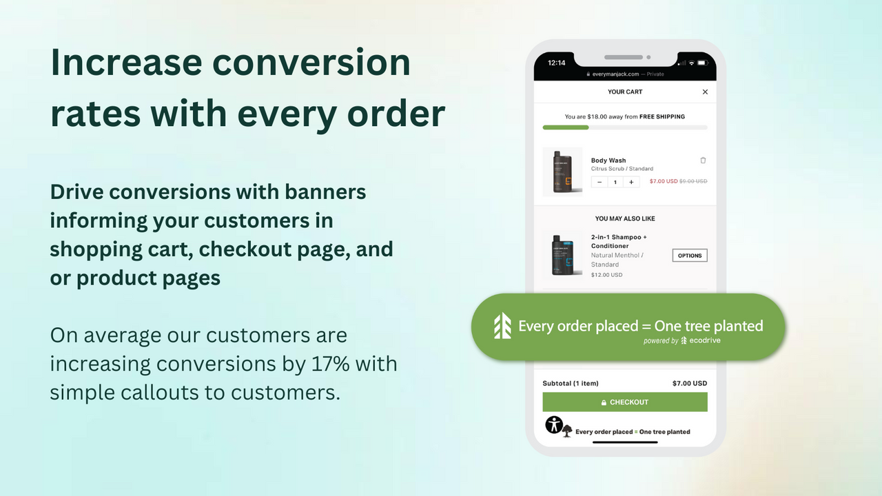 Increase on-site conversions by planting for every order!